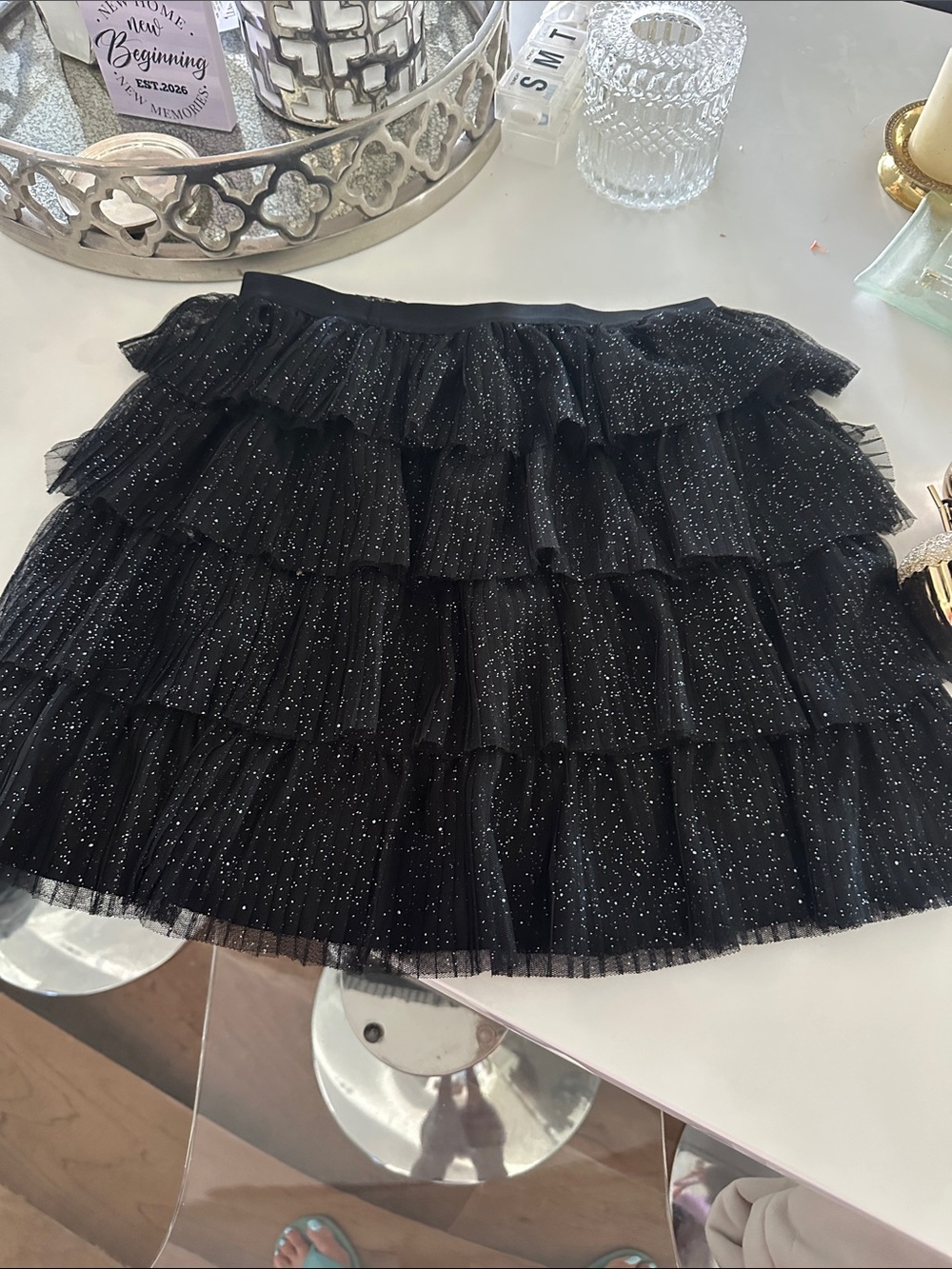 Cat & Jack Black Glitter Tiered Tulle Skirt